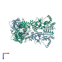 PDB entry 2o1v coloured by chain, top view.