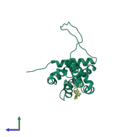 PDB entry 2o1y coloured by chain, side view.