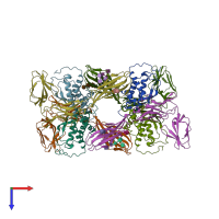 PDB entry 2o26 coloured by chain, top view.