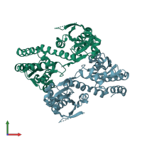 PDB entry 2o2e coloured by chain, front view.