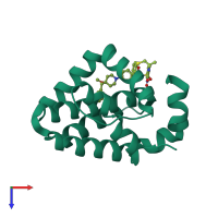 PDB entry 2o2f coloured by chain, top view.