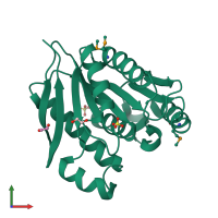 PDB entry 2o2g coloured by chain, front view.