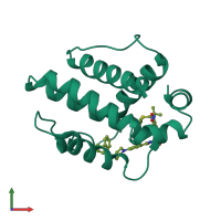 PDB entry 2o2n coloured by chain, front view.