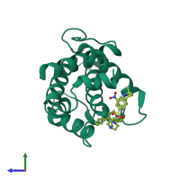 PDB entry 2o2n coloured by chain, side view.