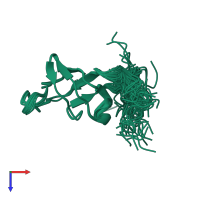 PDB entry 2o2o coloured by chain, ensemble of 27 models, top view.