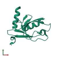 Monomeric assembly 1 of PDB entry 2o2t coloured by chemically distinct molecules, front view.