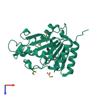 PDB entry 2o2x coloured by chain, top view.