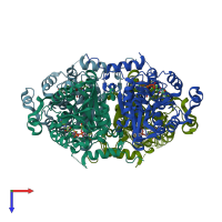 PDB entry 2o2y coloured by chain, top view.
