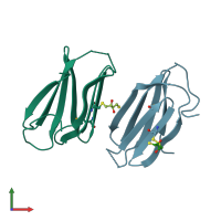 PDB entry 2o30 coloured by chain, front view.