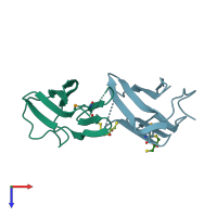 PDB entry 2o30 coloured by chain, top view.