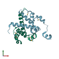 PDB entry 2o35 coloured by chain, front view.
