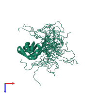 PDB entry 2o3d coloured by chain, ensemble of 20 models, top view.