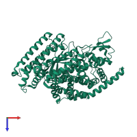 PDB entry 2o3e coloured by chain, top view.