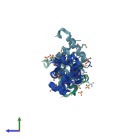 PDB entry 2o3f coloured by chain, side view.