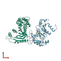 PDB entry 2o3s coloured by chain, front view.