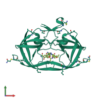 PDB entry 2o40 coloured by chain, front view.
