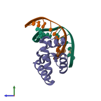 PDB entry 2o4a coloured by chain, side view.