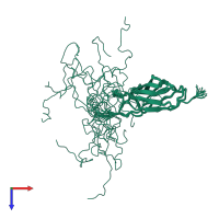 PDB entry 2o4e coloured by chain, ensemble of 20 models, top view.