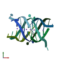 PDB entry 2o4f coloured by chain, front view.