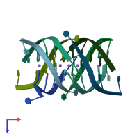 PDB entry 2o4f coloured by chain, top view.