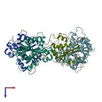 PDB entry 2o4g coloured by chain, top view.