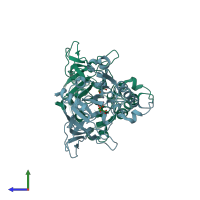 PDB entry 2o4h coloured by chain, side view.