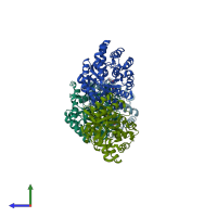 PDB entry 2o4q coloured by chain, side view.