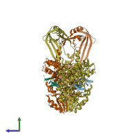 PDB entry 2o54 coloured by chain, side view.