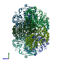 PDB entry 2o56 coloured by chain, side view.