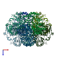 PDB entry 2o56 coloured by chain, top view.