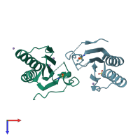 PDB entry 2o5a coloured by chain, top view.