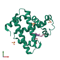 PDB entry 2o5b coloured by chain, front view.