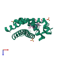 PDB entry 2o5b coloured by chain, top view.