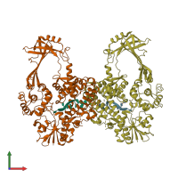 PDB entry 2o5e coloured by chain, front view.