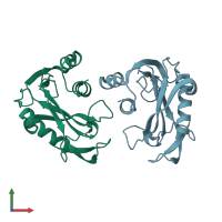 PDB entry 2o5f coloured by chain, front view.