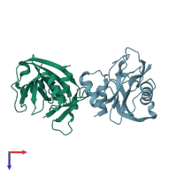 PDB entry 2o5f coloured by chain, top view.
