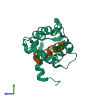 PDB entry 2o5g coloured by chain, side view.