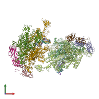 PDB entry 2o5j coloured by chain, front view.