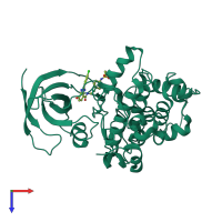 PDB entry 2o5k coloured by chain, top view.