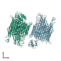 PDB entry 2o5p coloured by chain, front view.