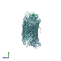 PDB entry 2o5p coloured by chain, side view.