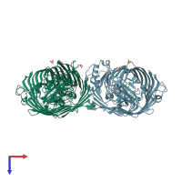 PDB entry 2o5p coloured by chain, top view.