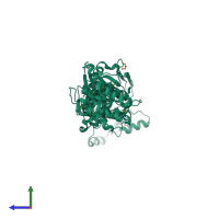 PDB entry 2o5r coloured by chain, side view.