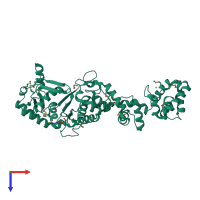 PDB entry 2o5r coloured by chain, top view.