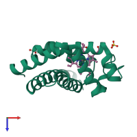 PDB entry 2o5t coloured by chain, top view.