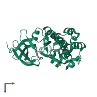 Monomeric assembly 1 of PDB entry 2o64 coloured by chemically distinct molecules, top view.