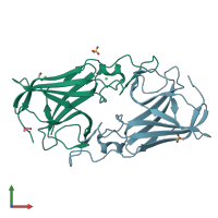PDB entry 2o6f coloured by chain, front view.