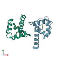 PDB entry 2o6k coloured by chain, front view.