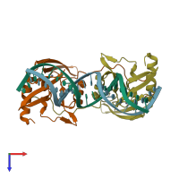 PDB entry 2o6m coloured by chain, top view.