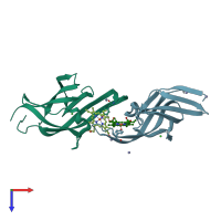 PDB entry 2o6p coloured by chain, top view.